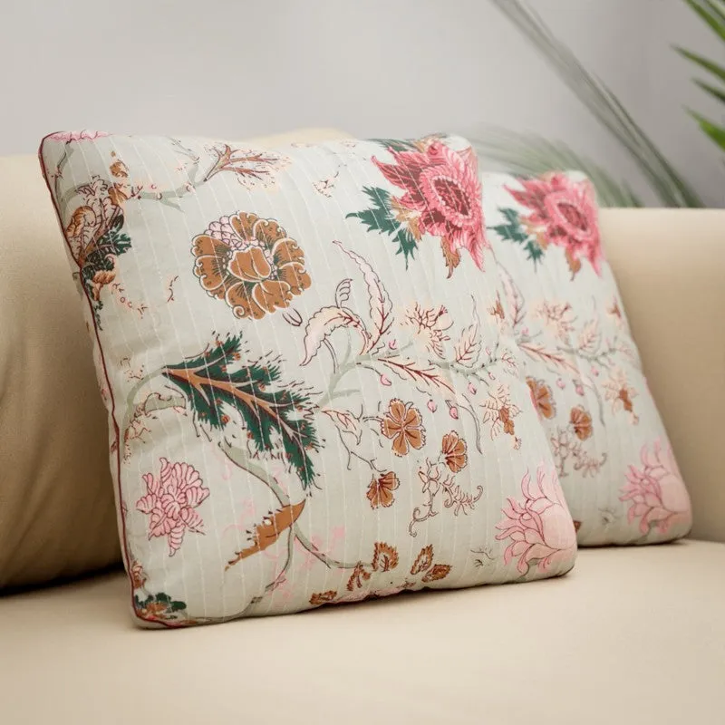 Floral Serenity Cotton Cushion Covers - Set Of Two media 4