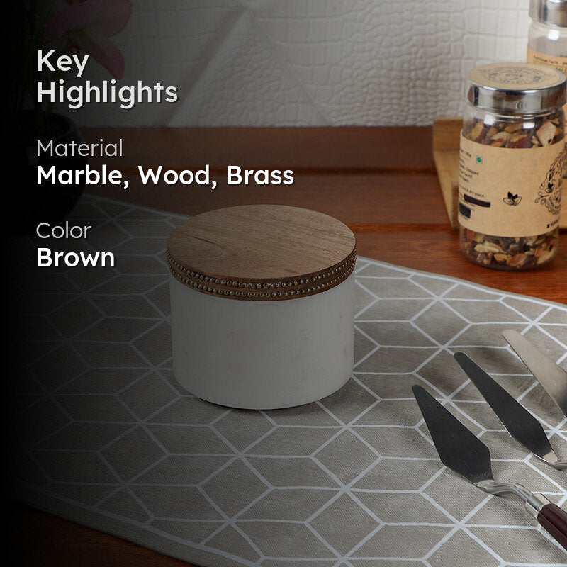 Marbliss Marble Storage Jar With Wood Lid - 100 ML media 2