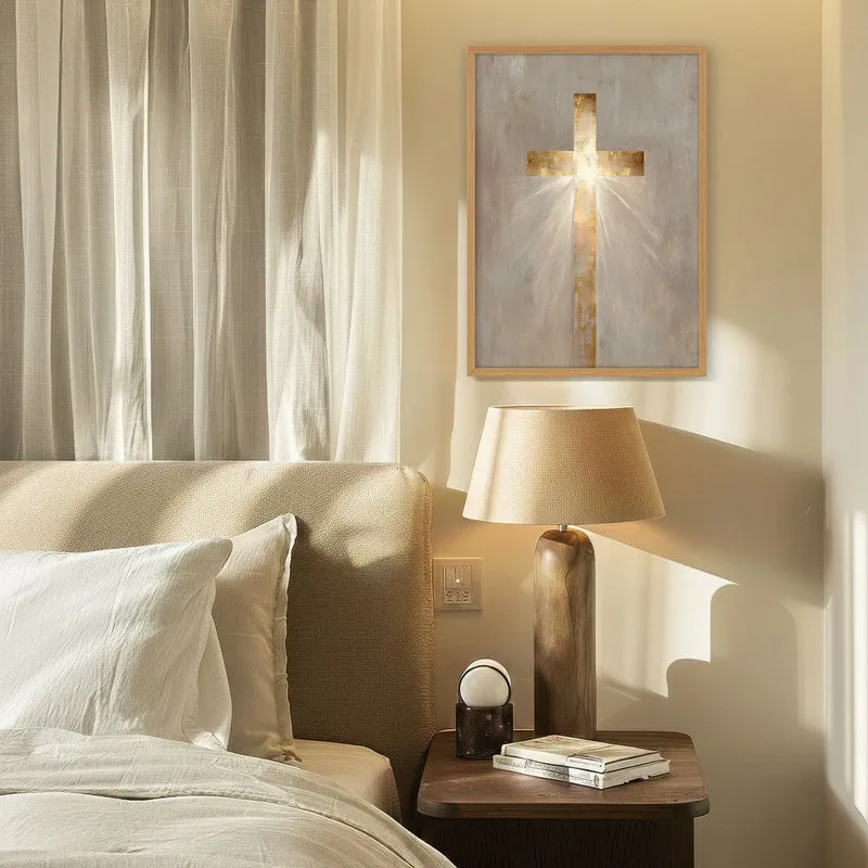 Cross of Faith Wall Painting With Brown Frame media 4