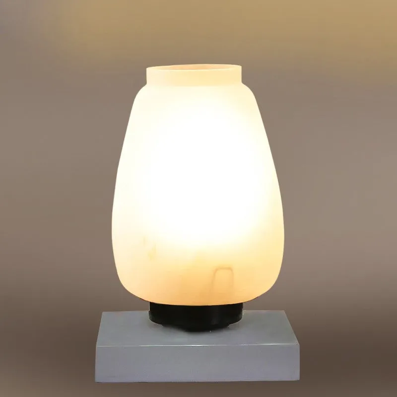 Glazone Glass Table Lamp With Wooden Base - White media 7