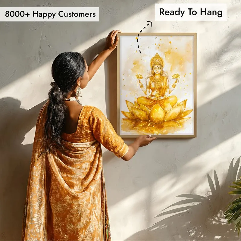 Padma Lakshmi Spiritual Archival Paper Wall Painting - Natural Brown Frame media 7