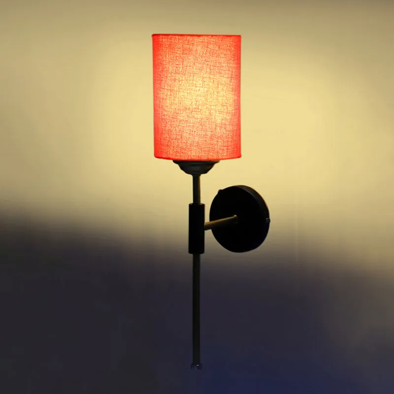 Beryll Cylindrical Steel & Cotton Wall Lamp - Orange media 5