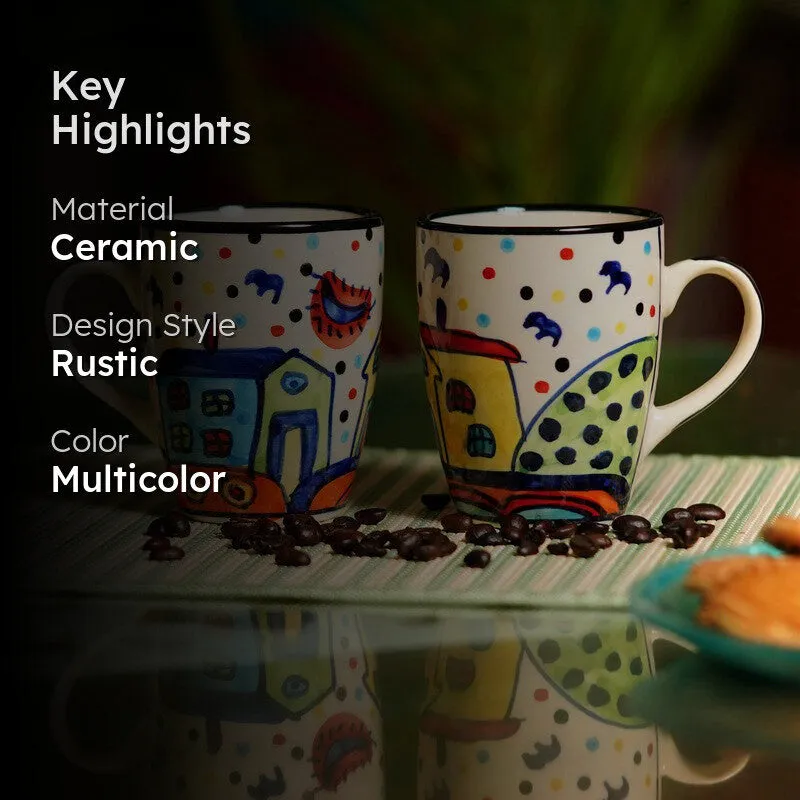Ceramic Ceramic Coffee Mug (270 mL Each,Multicolor) - Set Of Two media 2
