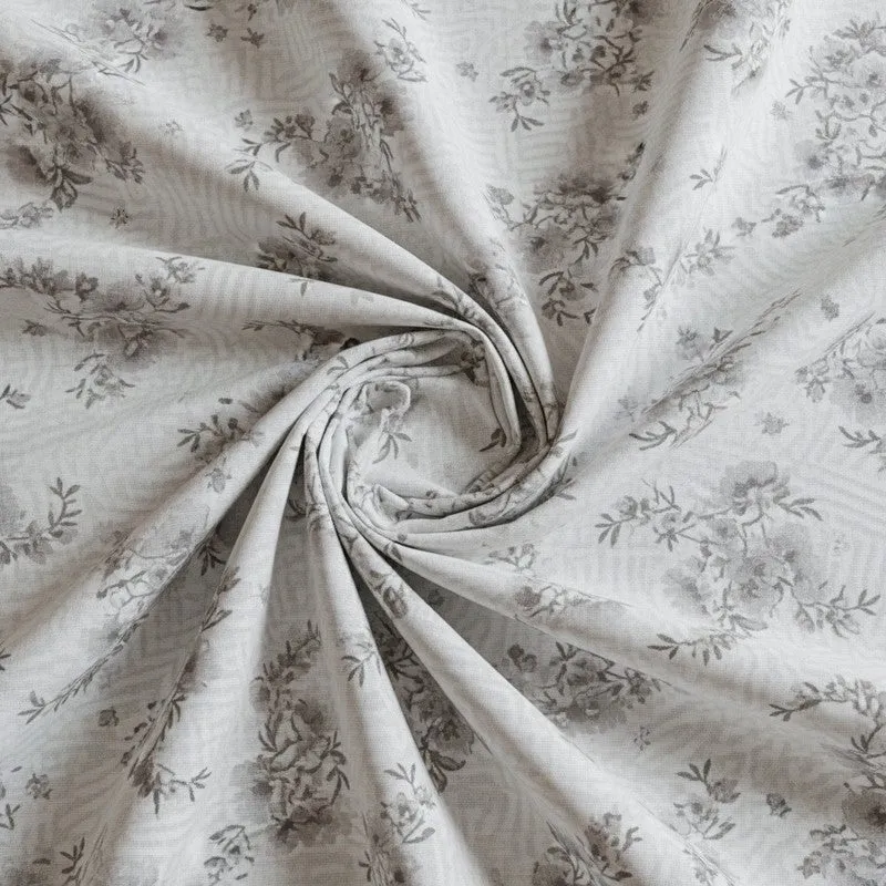 Coquette Floral Cotton Bedsheet (Grey) - 180 TC media 5