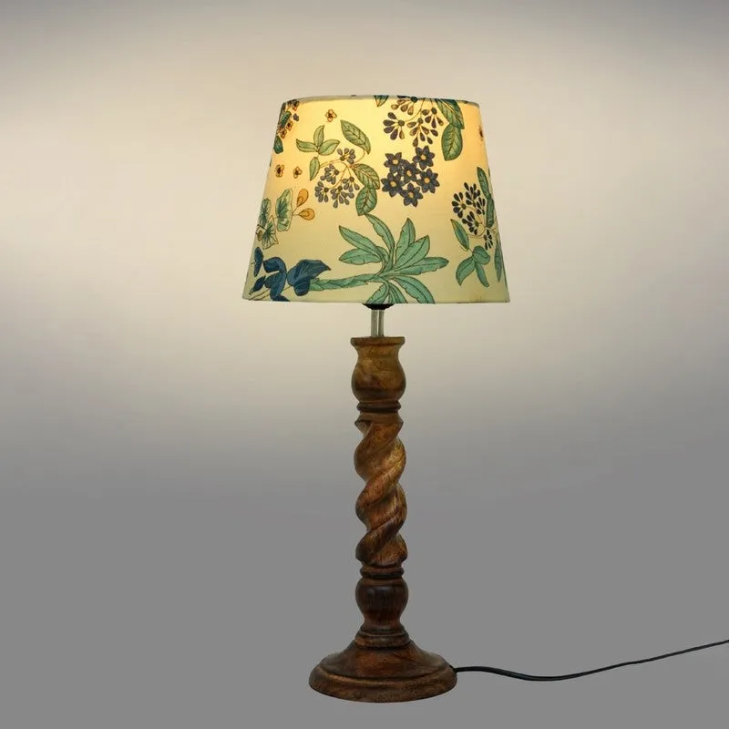 Blossom Wooden Base Cotton Table Lamp - Multicolor media 4
