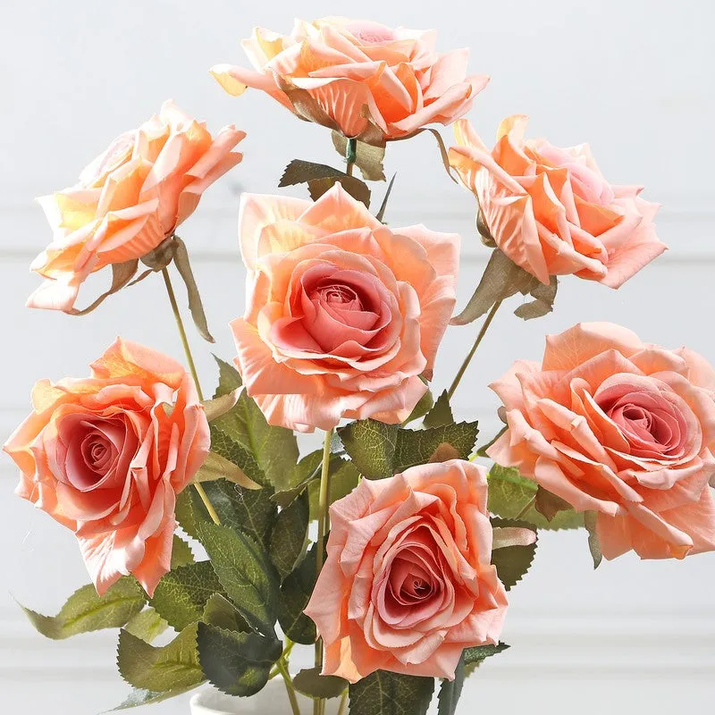 Floraura Rose Fabric Artificial Flower - Peach media 5