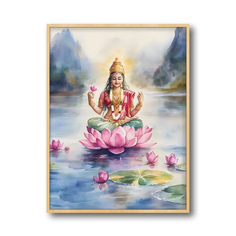 Padmapriya Spiritual Archival Paper Wall Painting - Natural Brown Frame media 5