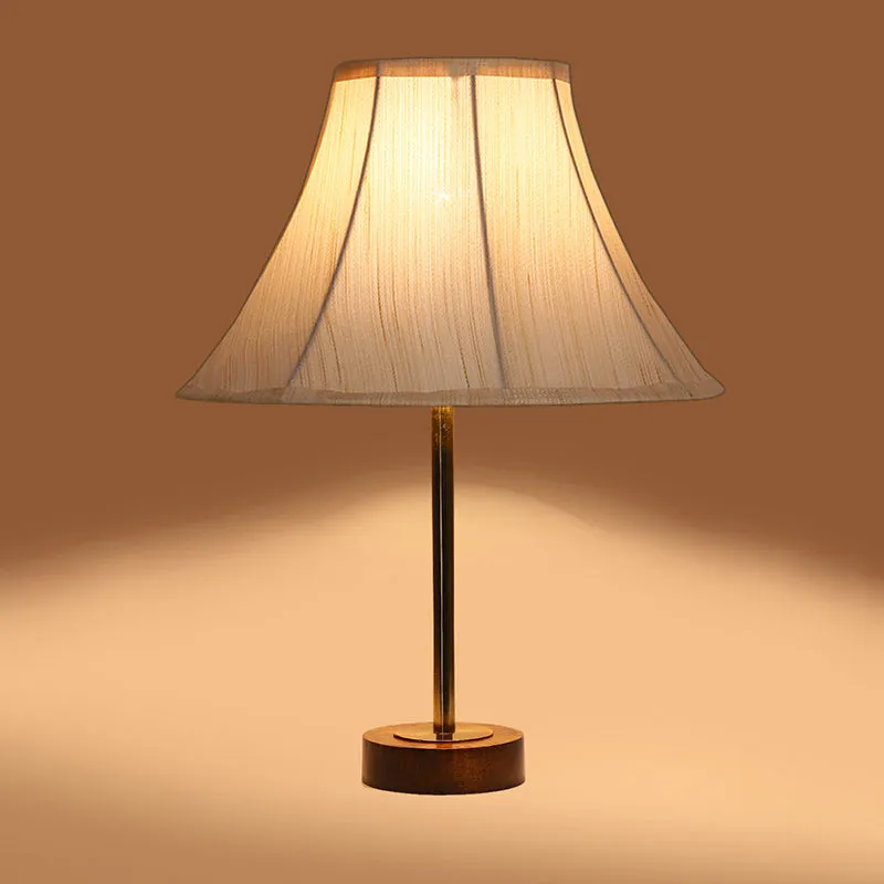 Ceylon Arc Rodin Wooden Table Lamp - OffWhite,Gold,Brown media 6