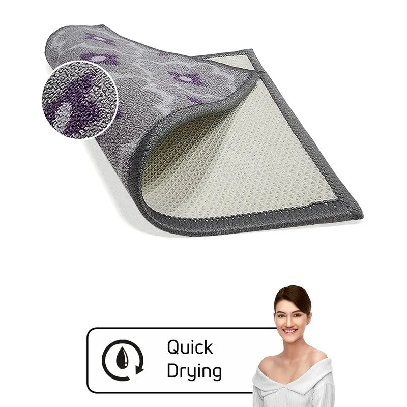 Eris Floral Nylon Door Mats - Purple,Grey media 4