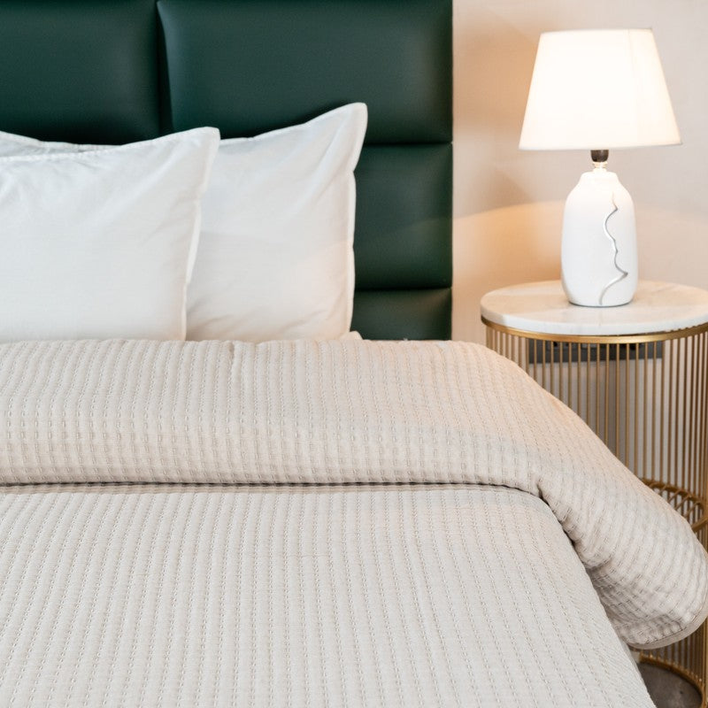 Ivory (Beige Self Stripe Comforter) - Three Piece Set media 4