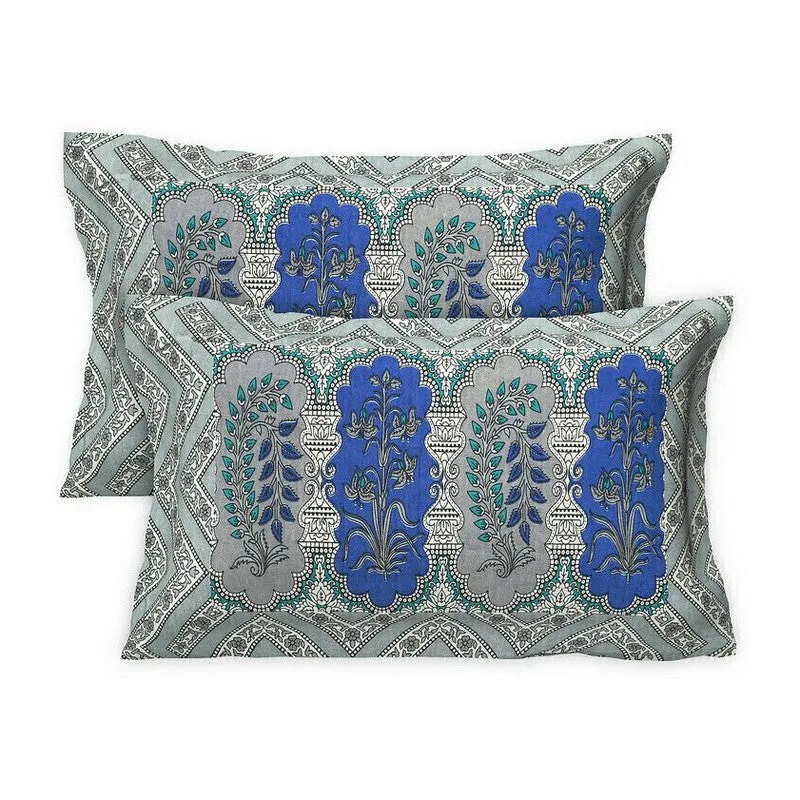 Floraum Cotton Bedsheet (Blue,Grey) - 240 TC media 6