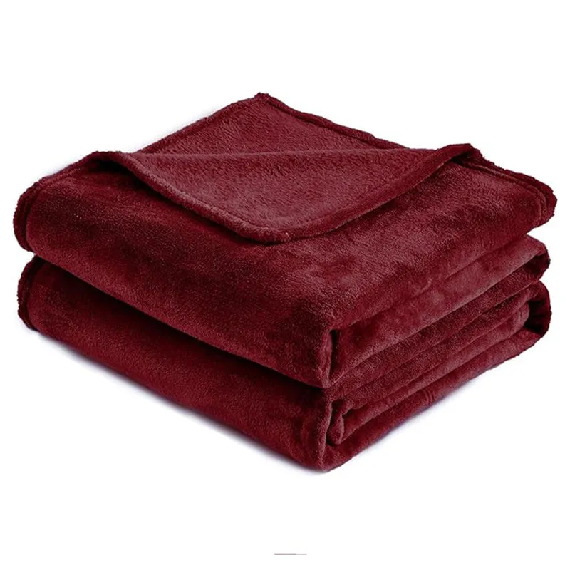 Sarva Solid Knitted Cotton Flannel Blanket (Maroon) - 190 GSM media 6