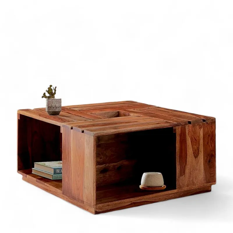 Wervon Sheesham Wooden Center Table - Brown media 4