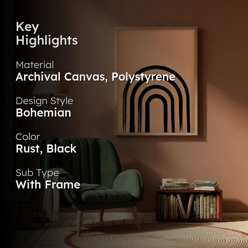Linear Zen Canvas Wall Painting With Brown Frame media 2