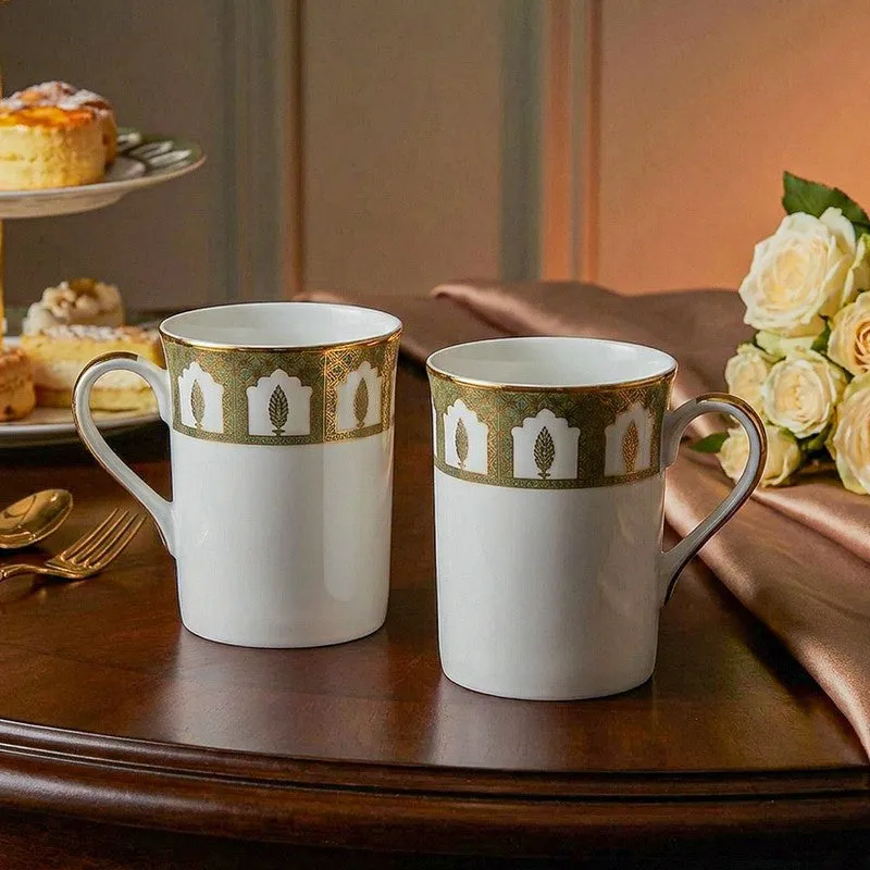 Gilded Chinar Classic 24k Gold Brushed Porcelain Coffee Mug (300 mL Each) - Set Of Four media 3