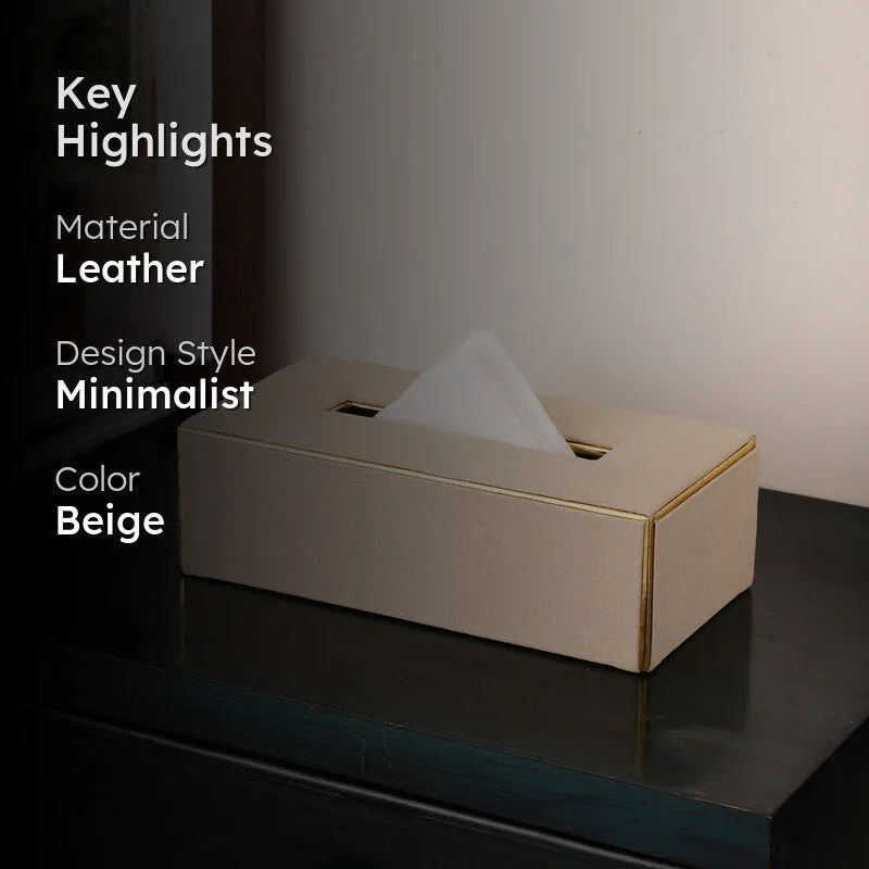 Meho Leather Tissue Box - Beige media 2