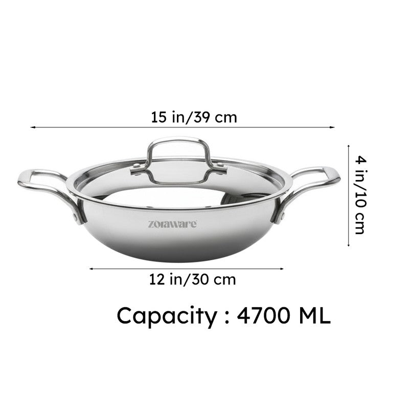 Zoraware Induction Safe Triply Kadhai With Lid - 4700 mL/28 CM media 9