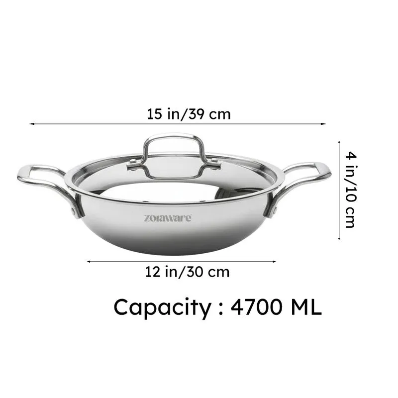 Zoraware Induction Safe Triply Kadhai With Lid - 4700 mL/28 CM media 9