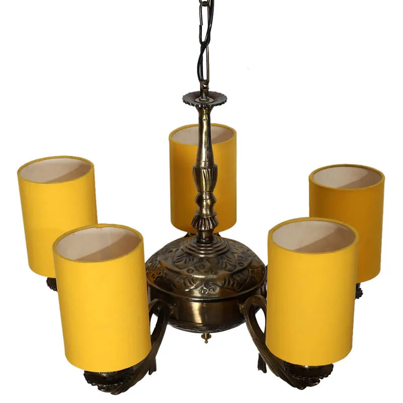 Ocher Cylindrical Golden Antique Ceiling Lamp media 3