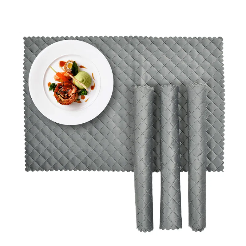 Osric Velvet Quilted Placemat (Grey) - Set Of Six media 1