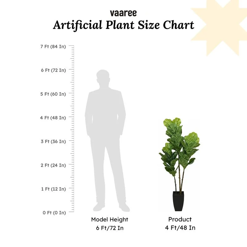 Artificial Fiddleleaf Plant With Long Black Fiber Pot - 3.9 Feet media 7