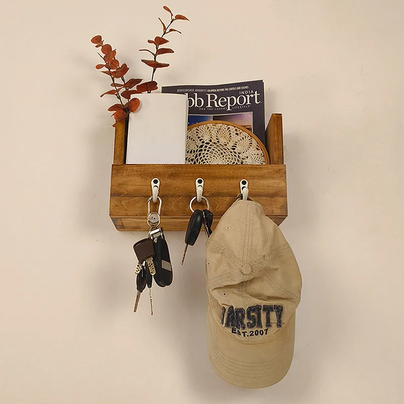 Karigar Wooden Wall Organiser with Key Holders media 5
