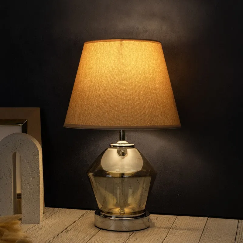 AarviDecor Brixton Designer Cotton Table Lamp - Beige media 1