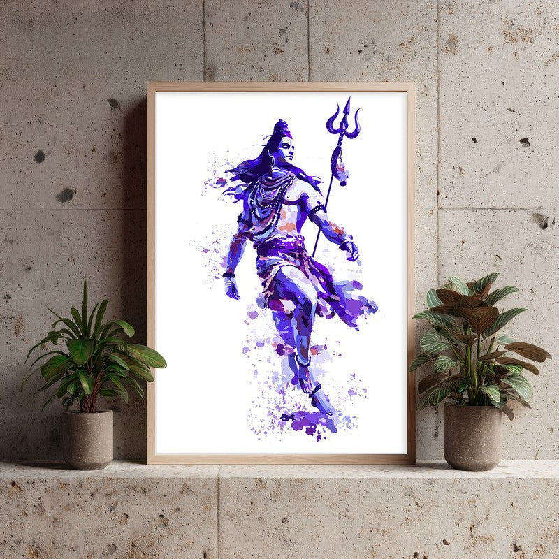 Cosmic Dance Lord Shiva Archival Paper Wall Art - Natural Brown Frame media 3