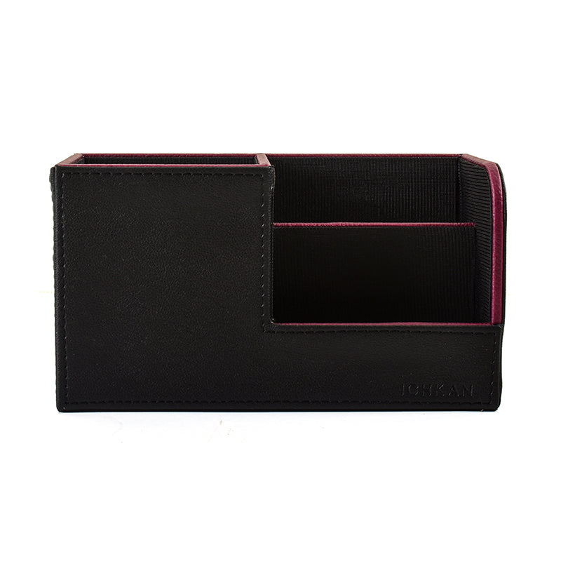 Tisca Faux Leather Desk Organizer - Black media 4