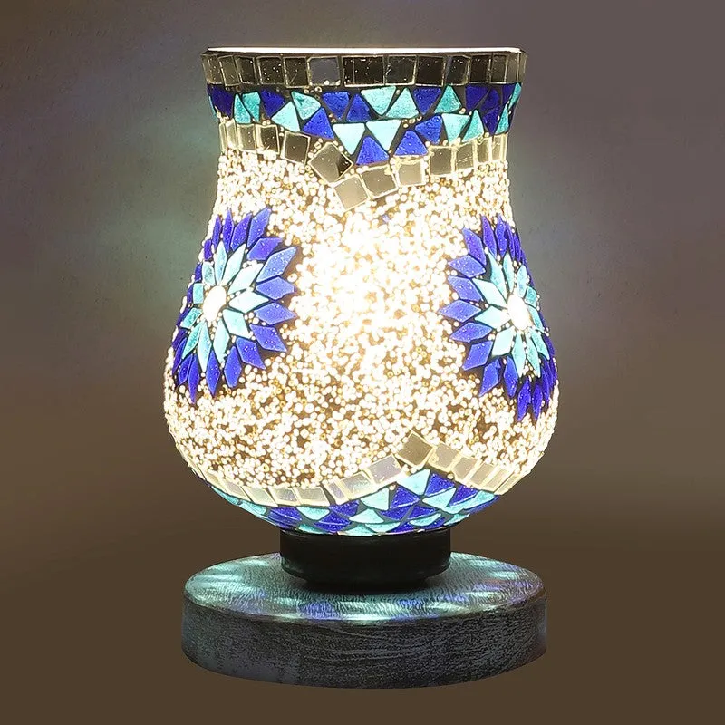 Gleamora Mosaic Glass Table Lamp With Wooden Base - Multicolor media 7