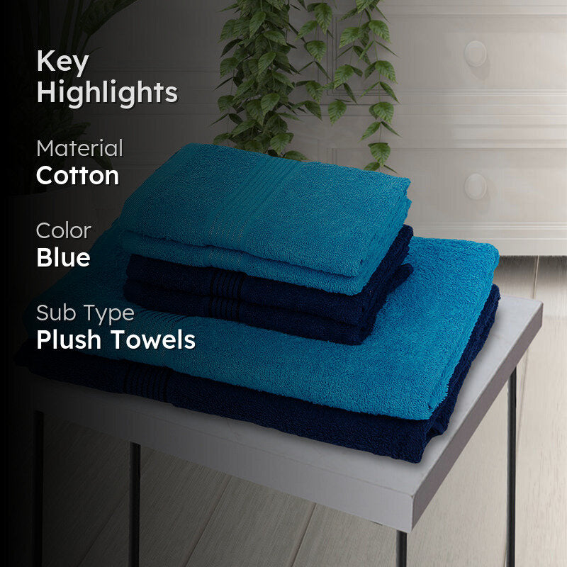 Eva Quick Dry Towel Combo (Light Blue & Dark Blue) - Six Piece Set media 2
