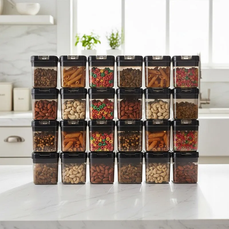 Snaplock Pantry Guard Air Tight Container (Black/500 mL Each) - Set of Twenty Four media 1