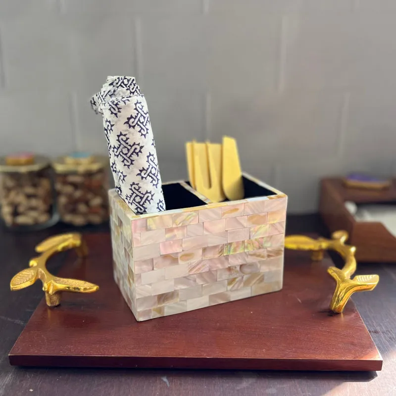 Suzzaine Handcrafted Mother Of Pearl Cutlery Holder media 4