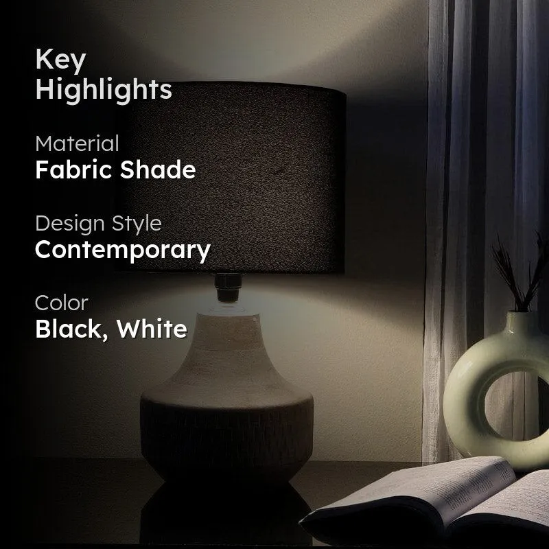 Bisara Martha Fabric Table Lamp - Black,White media 2