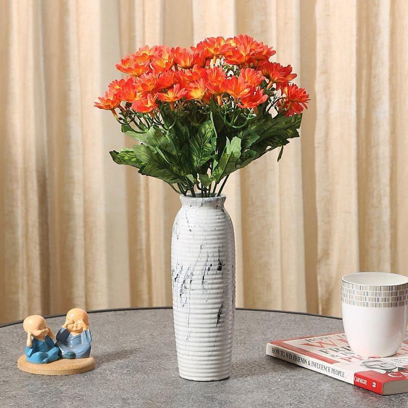Faux Daisy Floral Bunch (Orange) - Set Of Two