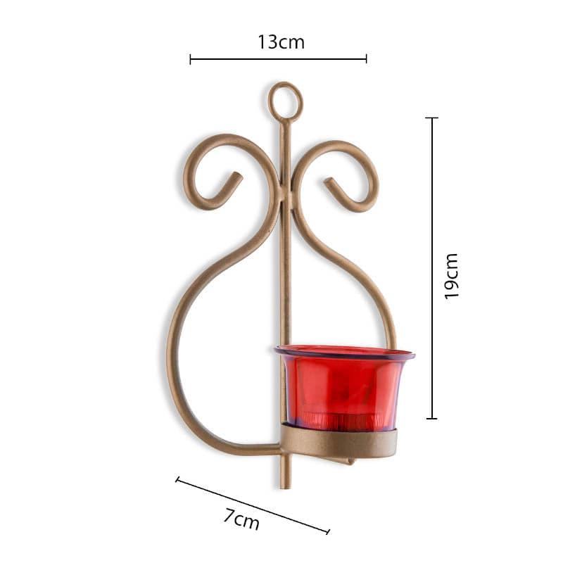 Seina Gold Frame Sconce Candle Holder (Red) - Set Of Two media 5