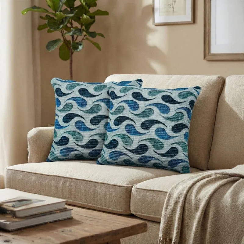 FloralDreamline Cushion Cover (Blue) - Set Of Two media 1