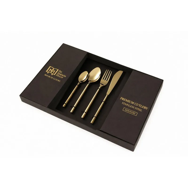 Lunaro Stainless Steel Cutlery Set (Gold) - Twenty Four Piece Set media 4