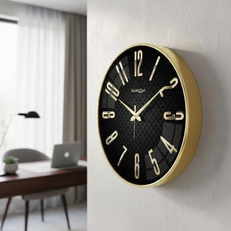 Elite Prestige Hourface Plastic Clock - Black & Gold media 5