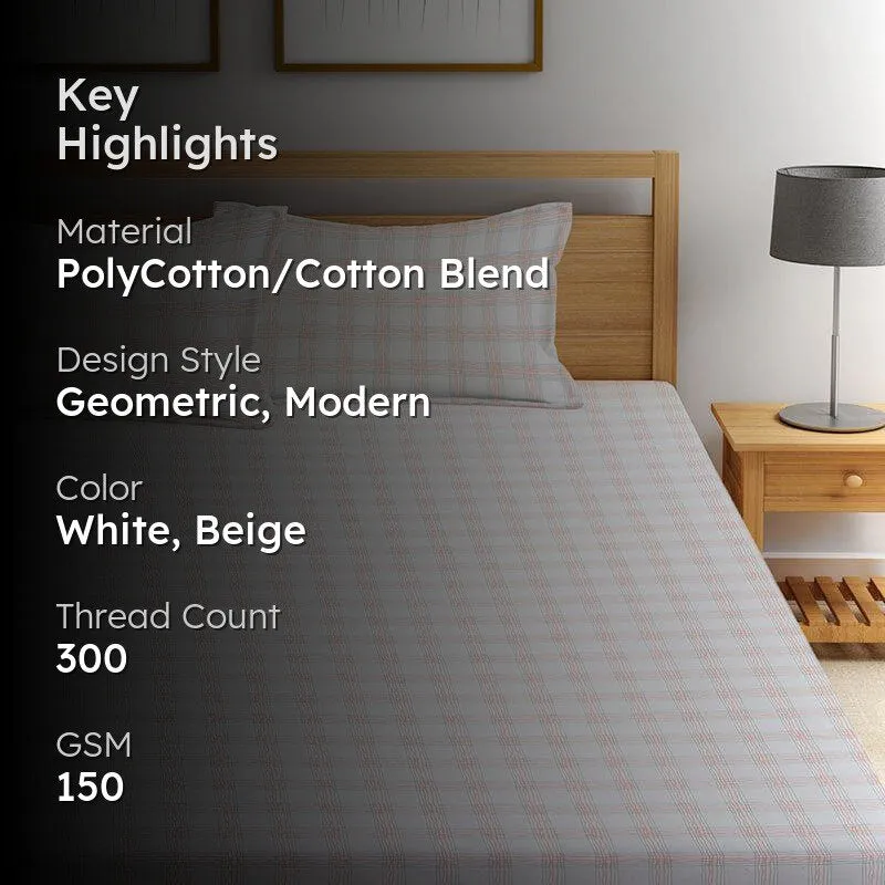 Milly Checkered Bedsheet (Beige) - 150 GSM media 2