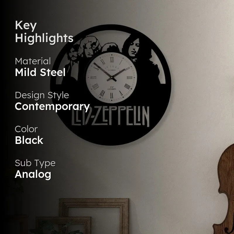Ledzeppelin Steel Analog Wall Clock - Black media 2
