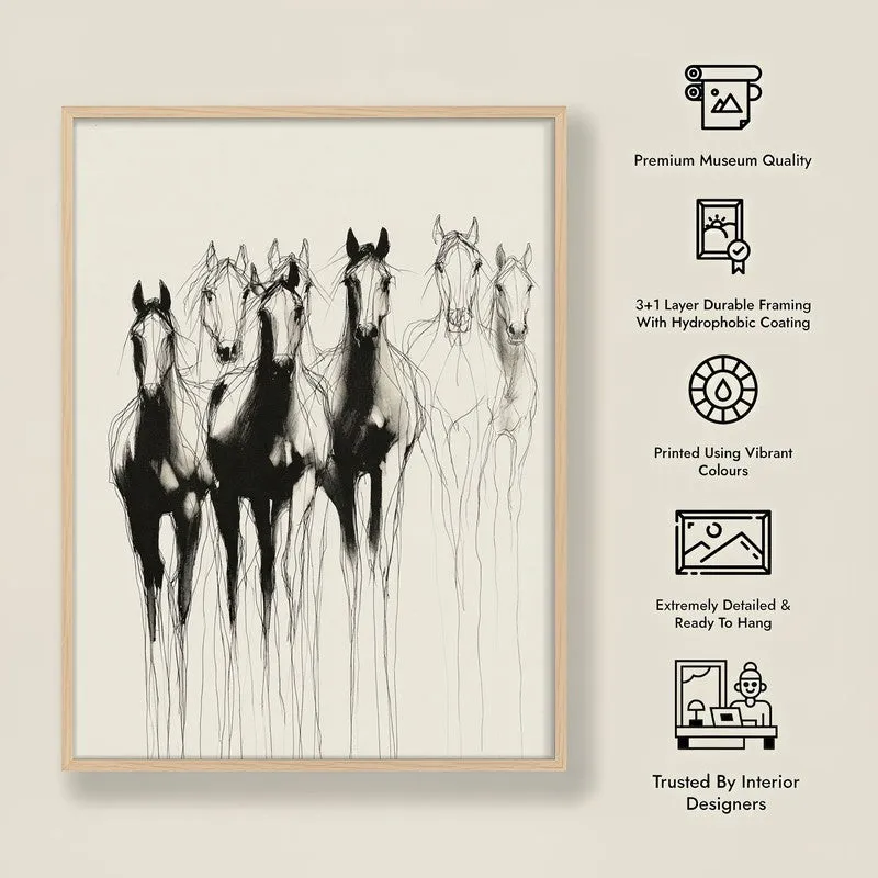 Horse Beyond Lines Wall Painting With Brown Frame media 10