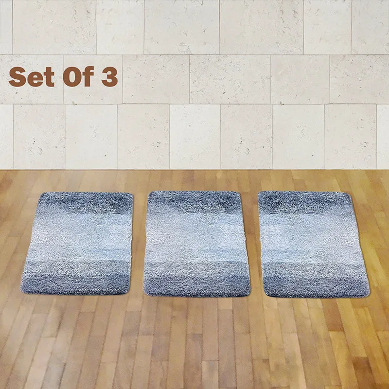 Elvira Anti Skid Striped Bath Mat (Light Grey) - Set Of Three media 1
