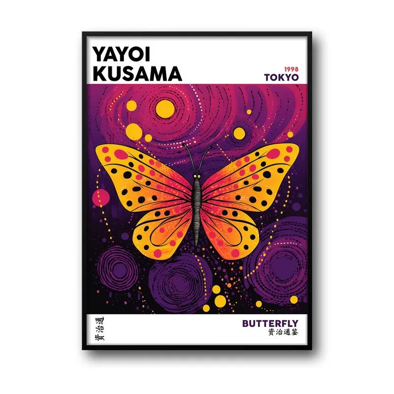 Butterfly Inspired by Yayoi Kusama Archival Canvas Wall Art - Black Frame media 5