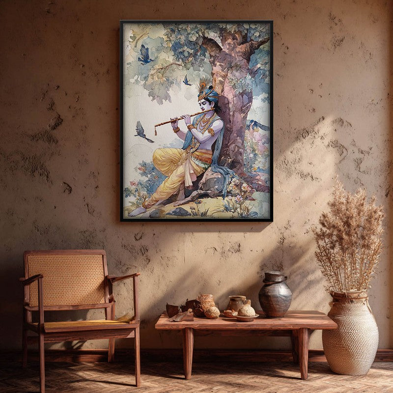 Vrindavan Bihari Lord Krishna Blissful Archival Paper Wall Art