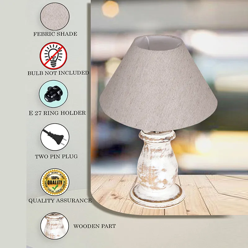 Elahim Rustic Wooden Table Lamp - Grey,White media 5