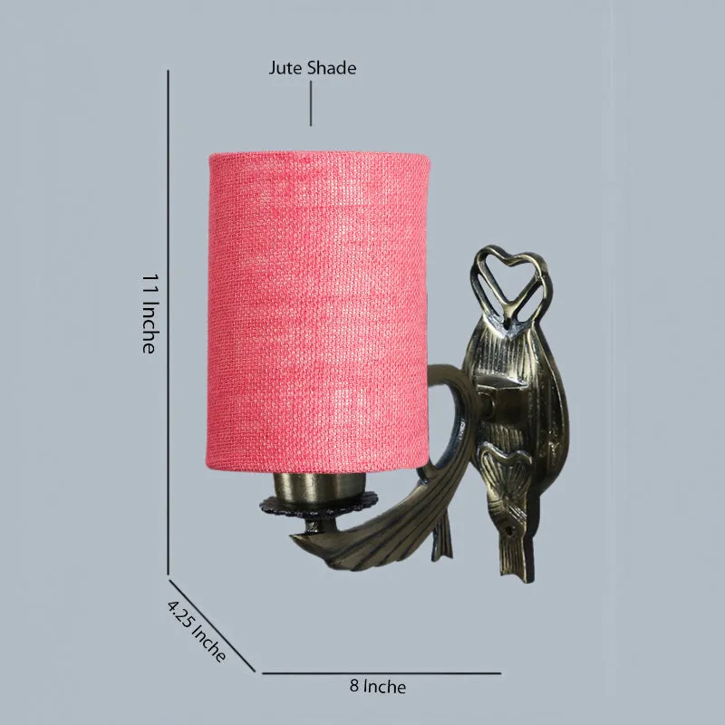 Love Gleam Atva Cylindrical Fabric & Metal Wall Lamp - Pink media 5