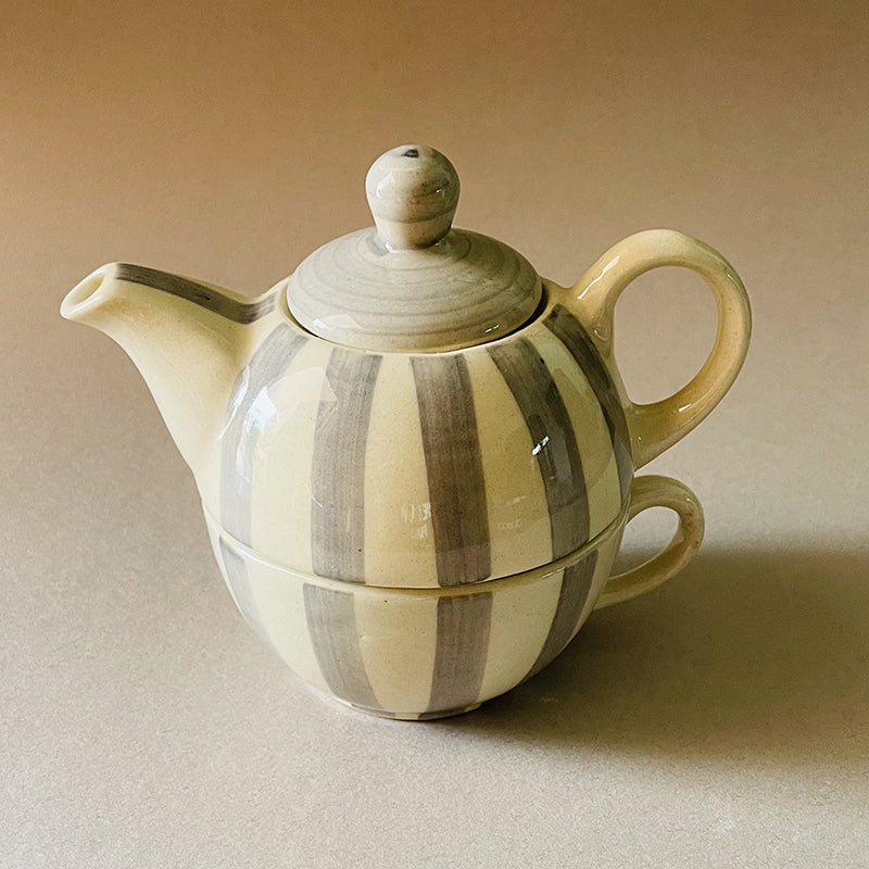 Silensteep Ceramic Tea Pot With Tea Cup (Grey/200 mL/350 mL) - Two Piece Set media 5