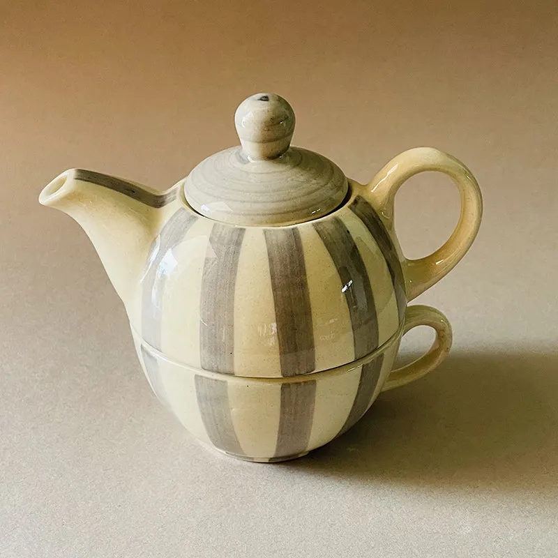 Silensteep Ceramic Tea Pot With Tea Cup (Grey/200 mL/350 mL) - Two Piece Set media 5