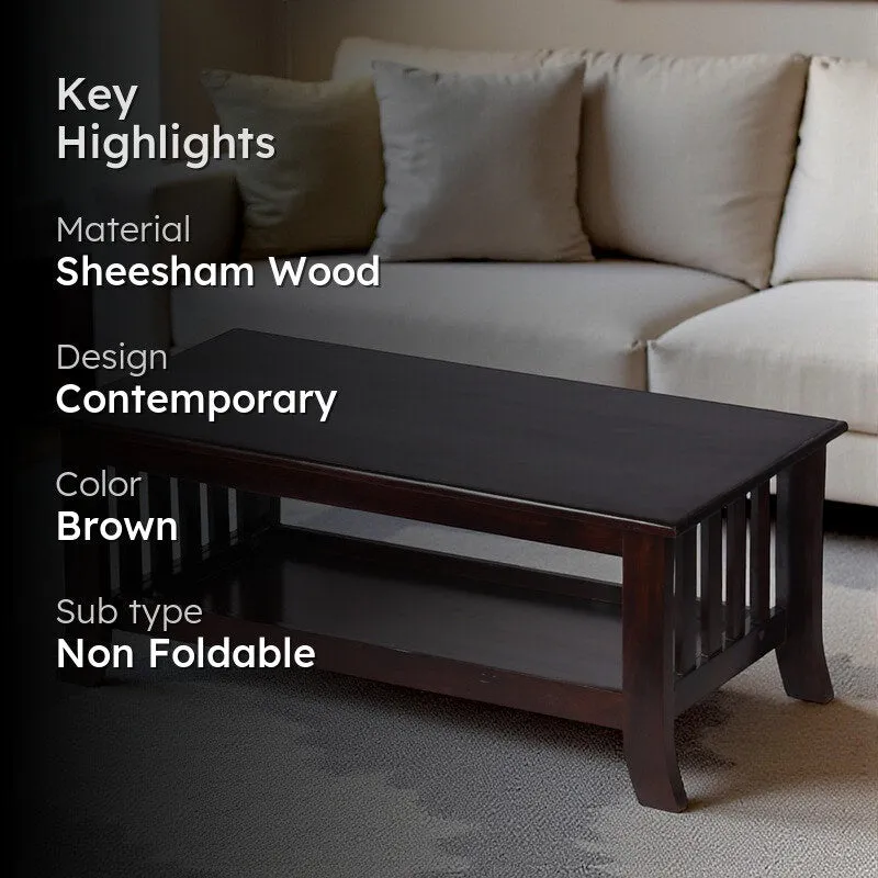 Bravon Sheesham Wooden Center Table - Dark Brown media 2